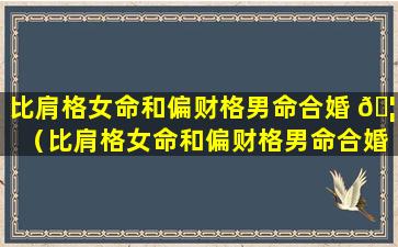 比肩格女命和偏财格男命合婚 🦆 （比肩格女命和偏财格男命合婚好不好）